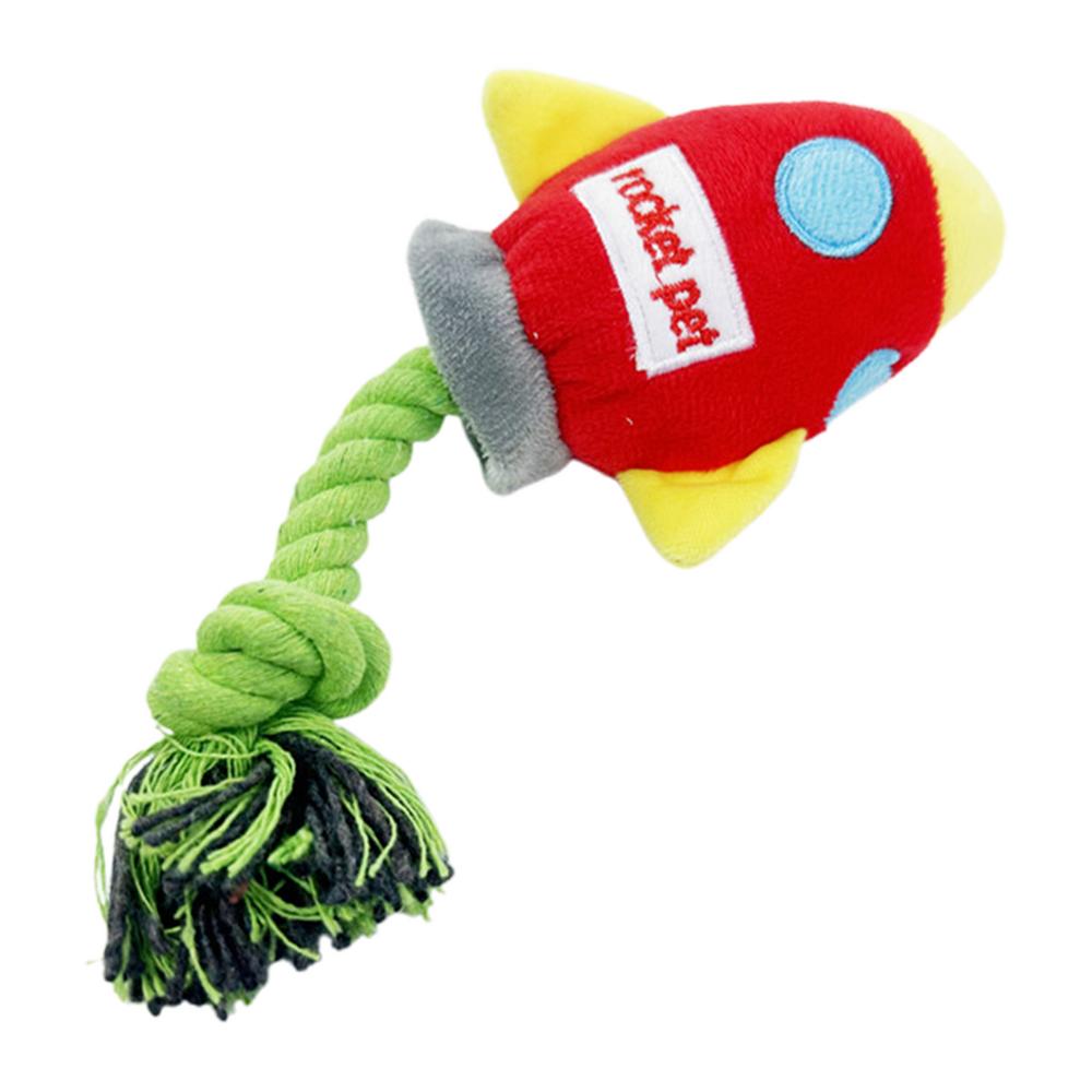 

Игрушка-веревка для собаки Ракета Пищащая Игрушки для щенков Интерактивная веревочная игрушка для щенков для дополнительного удовольствия от жевания для мелких пород и щенков красный