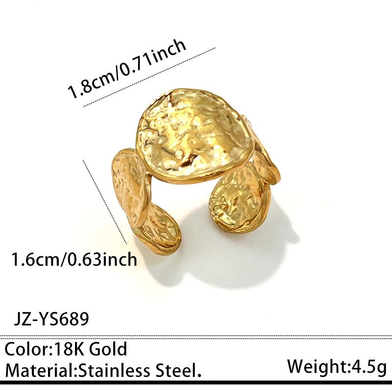 Stainless Steel Texture Wrinkles Chunky Rings for Women Men Geometric No Fading Wide Opening Rings Banquet Jewelry Accessories