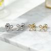Korean Style Two-Tone Rhinestone Bow Stud Earrings for Women