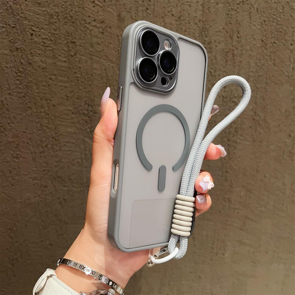 Funda Protectora Transparente Magsafe Antigolpes con Borde Mate Para Para Iphone 17 16 14 13 Mini 15 12 11 Pro Max Plus Correa de Muñeca Cubierta Magnética