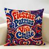 Fiestas Patrias Cushion Cover Durable Hypoallergenic Organic Linen Pillow Cover Short Size Washable Skin-Friendly