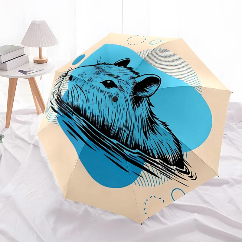 1pc Capybara Automatic Open/close Folding Umbrella, Compact Portable Travel Umbrella, Durable Construction Yy251230085