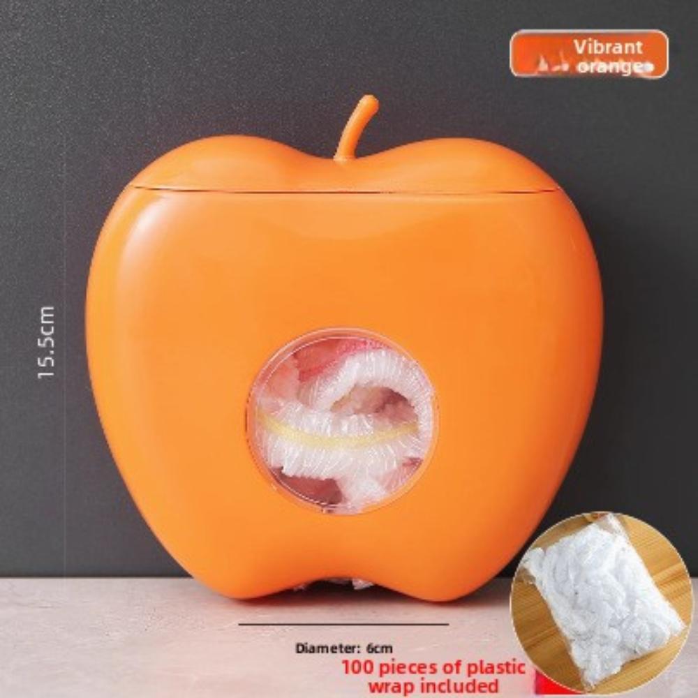 

Multifunction Apple-Shaped Wall Mounted Storage Box Pull-Out Bag & Wrap Organizer for Kitchen 100 pcs помаранчевий