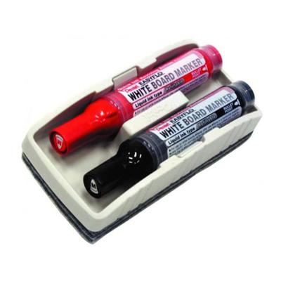 Pentel Whiteboard-Radiergummi-Set mit Pump It-Markern (Schwarz Rot)