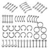 8/14/16/60Pcs Unisex Stainless Steel Lip Nail Eyebrow Stud Nose Ring Piercing Mixed Set