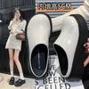 Platform loafers women's spring and autumn 2025 new fashion British college style increases height and thinness, one pedal small leather shoes