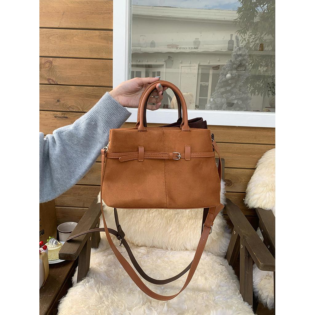IELGY Retro Matte Suede All-Match One-Shoulder Diagonal Bag Commuter All-Match Portable La