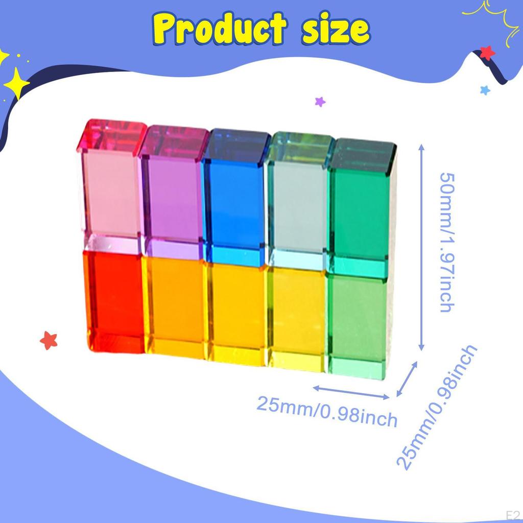 10 Pieces Rainbow Blocks Stacking Toy Translucent Birthday Gifts Sensory Training Toys for Children