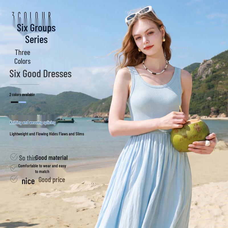 Sleeveless Round Neck A-Line Midi Dress L