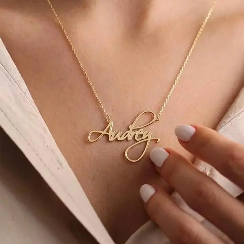 Cooltime Custom Necklace Woman Stainless Steel Personalized Gold Color Chain Letter Necklace Jewelry Birthday's Day Gift