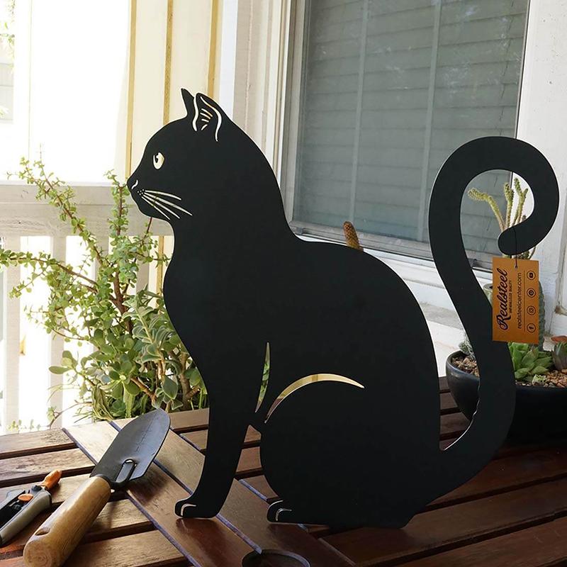 Katzen-Erdspieß, Ornament, Erdstecker, Outdoor, Garten, Balkon, Kunstdekoration, Metallhandwerk, Katzenornament für Katzenliebhaber