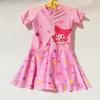 Children's Kuromi Cartoon One-Piece Princess Swimsuit, Medium to Large, Half Sleeve for Hot Springs