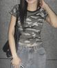 CHICKS Camo Slim Fit Basic T-Shirt Melange