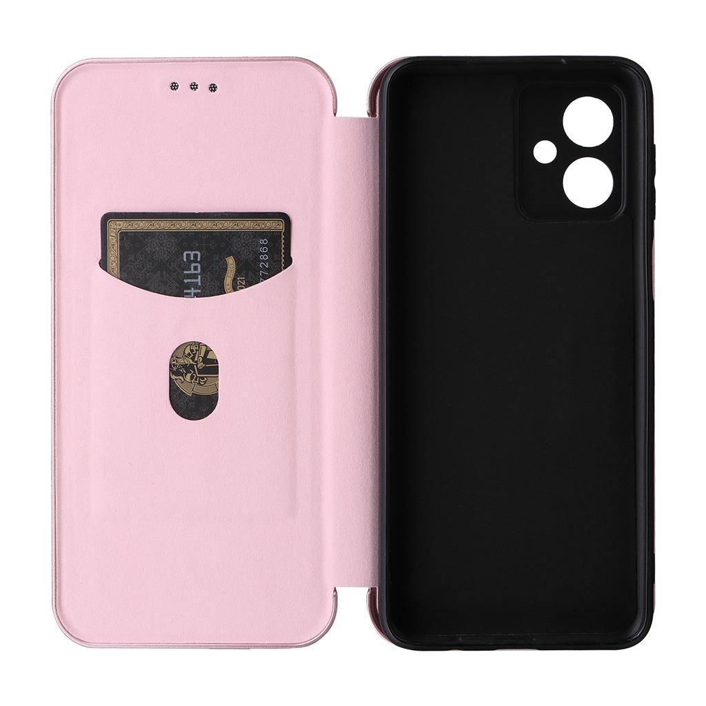 For Motorola Moto G54 5G Case Card Holder Carbon Fiber Texture Anti-drop Leather Cover