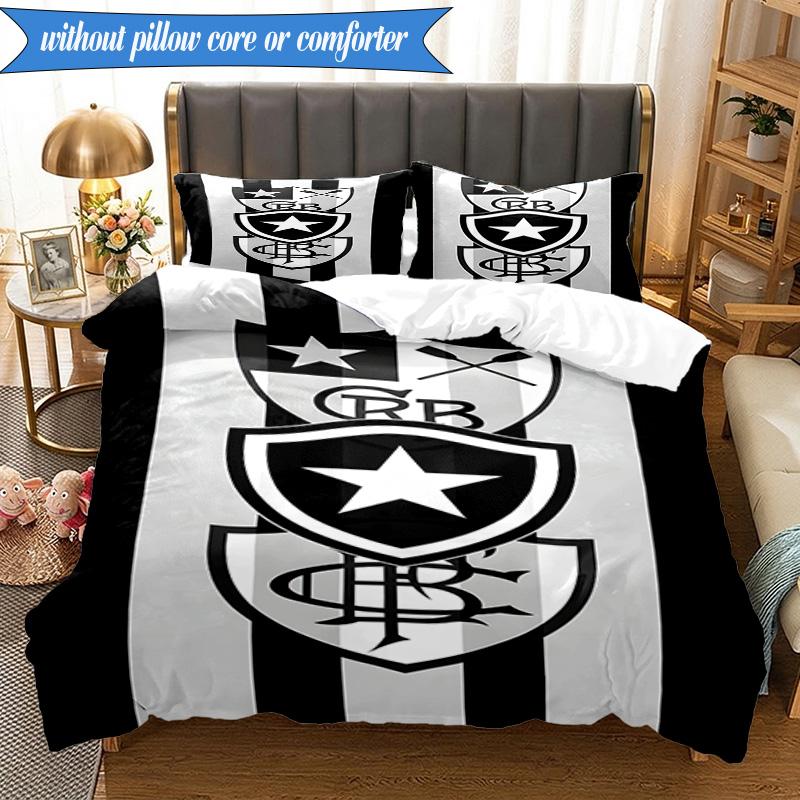 3PCS Botafogo De Futebol E Regatas Printed Soft Bedding Set,Including 1pc Duvet Cover And 2pcs Pillowcases Perfect for Bedroom, Dormitory, Fan Gift