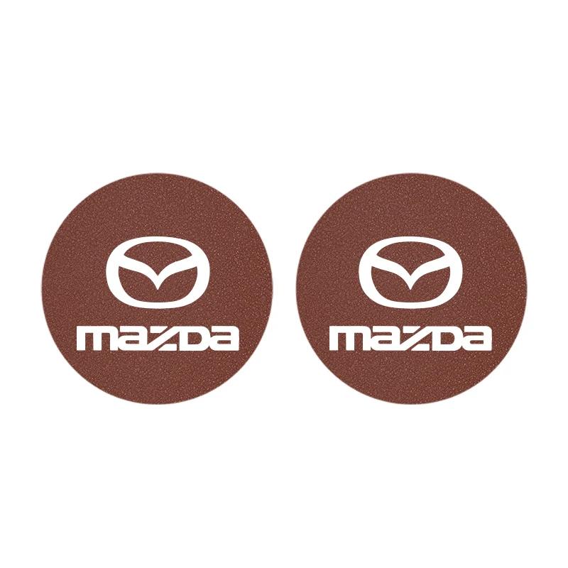 

2025 Hot 2Pcs Car Cup Mat Leather Anti Noise Coaster Vacuum Mug Cushion For Mazda 2 3 6 5 Atenza CX3 CX5 MX5 CX7 Axela CX30 CX90