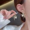 Fashion Geometric Bow Flower Pearl Earrings Women'S Premium Versatile Small Fragrant Wind Earrings