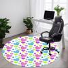 1pc Heart Pattern Chair Carpet for Office, Round Polyester Mat, Indoor Decor for Office, Easycare Fabric, Washable Non-slip Area Carpet