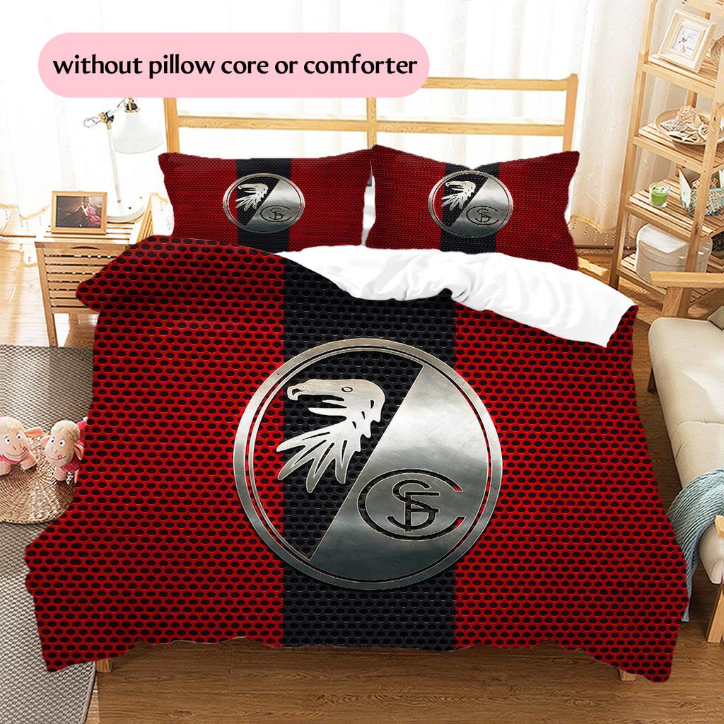 SC Freiburg Pattern Bedding Quilt Set Home Decoration Gift (1 * Duvet Cover + 2 * Pillowcase Without Core).xwn