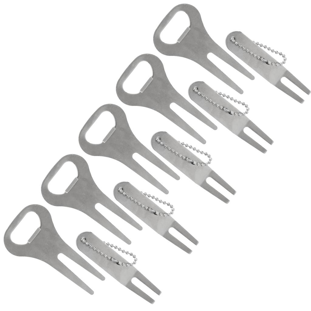 ZineAlloy Golf Divot Fork Repairing Tool with Beads String Round Head and Bend Head