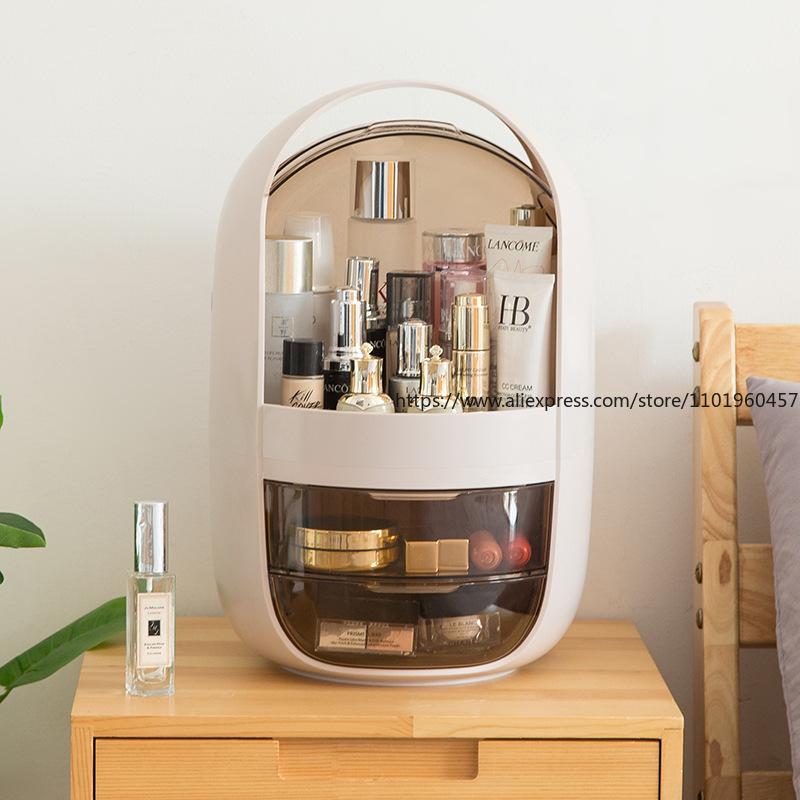 Cosmetic Storage Box Dustproof Organizer Rack for Skincare Vanity Table Top Dorm Home Use