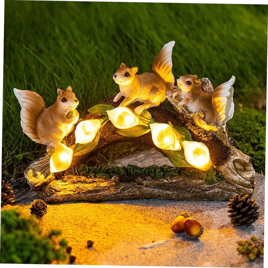 Sosoport Nimal Statue Light Solar-Powered Garden Lawn Lamp Resin Ornament Solar Lights Outdoor Garden Garden Decorative Lamp Garden Landscape Light