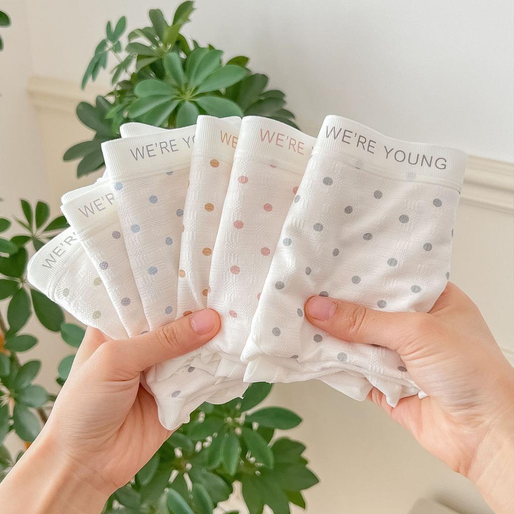 Unterwäsche Polka Dot Mesh Höschen für Frauen Bequeme nahtlose nackte antibakterielle Modal-Slips mit mittlerer Taille