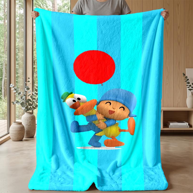 Pocoyó cartoon Cozy Flannel Blanket, Comfortable Warm Throw Blanket for Bedroom Sofa Home Use