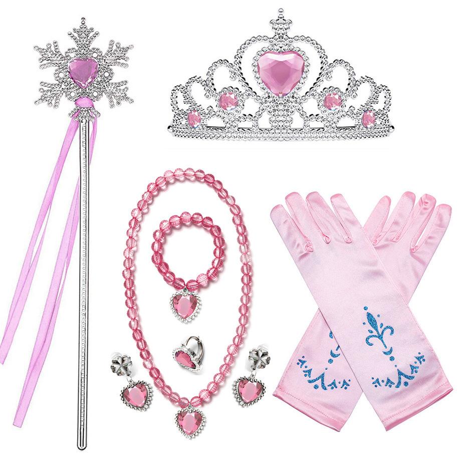Children'S Accessories Set Love Snowflake Crown Magic Wand Princess Necklace Gloves