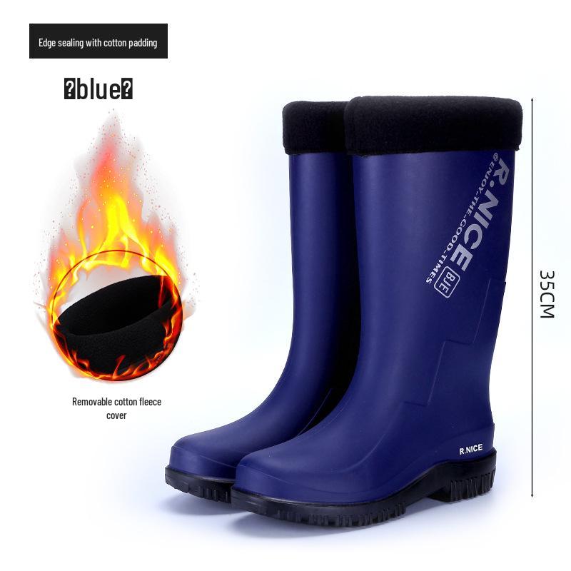 Men's British-Style Non-Slip Warm Rain Boots - 2024 Korean-Inspired Comfortable Long Boots