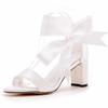 Summer Shoes For Women Sandal Silk 7CM Square Heel Riband Ankle Strap Bride Wedding Women's Shoe Ivory Evening Dress Pumps