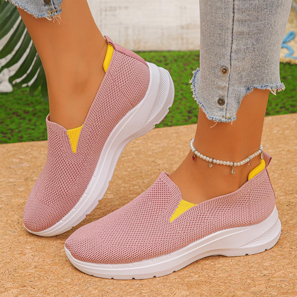 Women's Casual Flats, Breathable Knit Mesh Upper, Soft, Lightweight Shoes