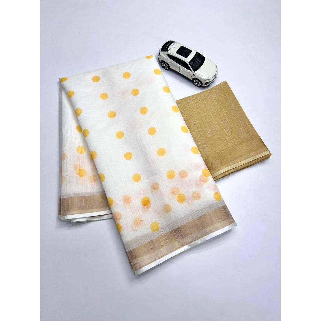 Linen with Silver Jari Border Saree