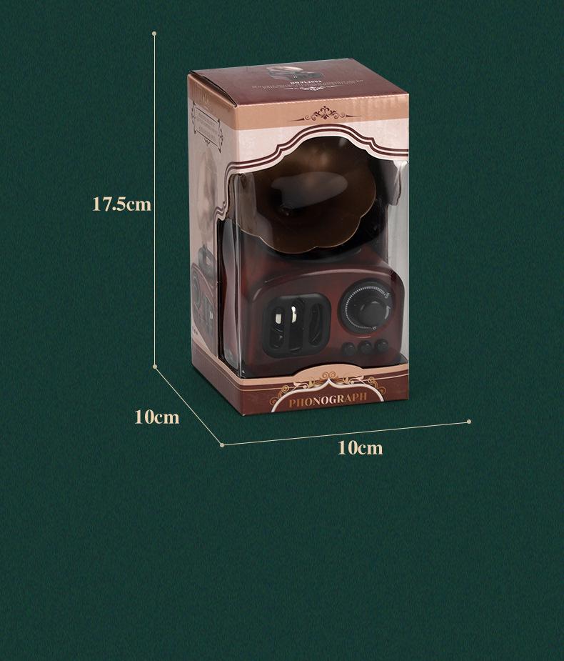 Octave Retro Gramophone Music Box: Vintage Wind-up Display Gift for Girls' Birthday & New Year