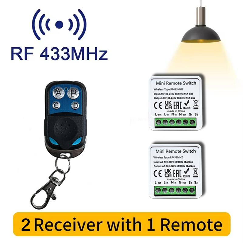 433MHz Wireless Remote Control Light Switch 16A 4 Key RF Relay Receiver Timer Breaker Wall Panel Switch For Lighting Led