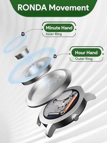 EUTOUR Men's Wooden Magnetic Watch, Fashionable Sports Quartz Watch with Black Dial and Black Stainless Steel Band, Mesh Strap