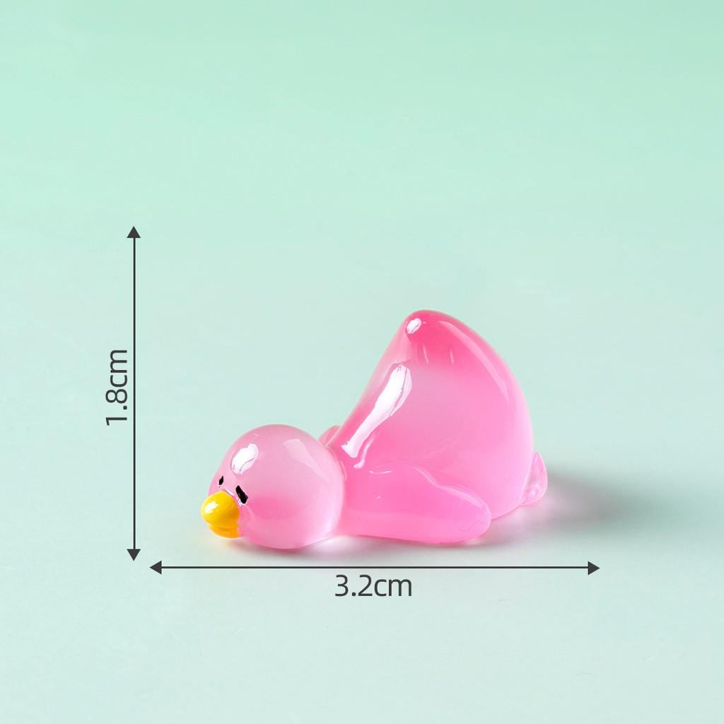 10Pcs Cartoon Mini Luminous Duck Animal Miniatures Resin Ornaments Micro Landscape Diy Fairy Garden Decoration