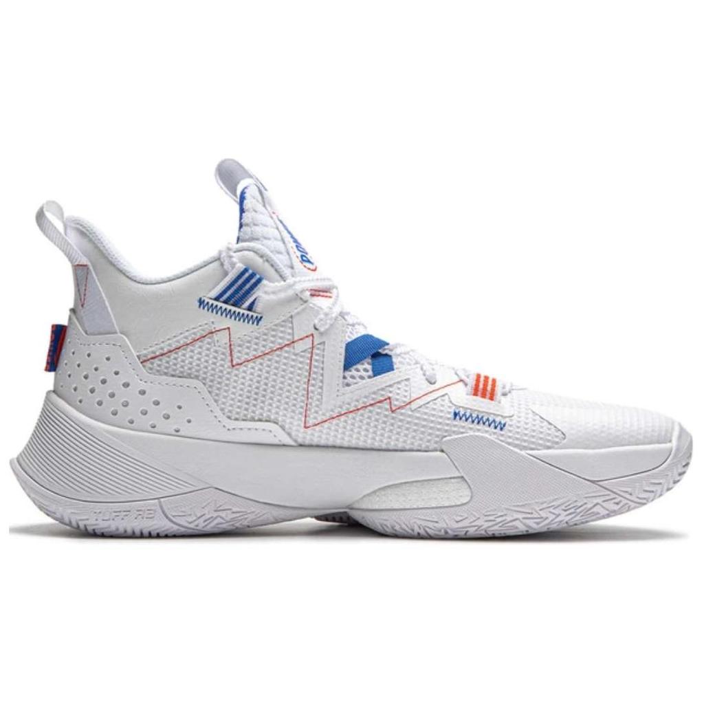 New LiNing Anti Slip Wear Resistant Mid Top Basketball Shoes Men White Blue ABPU055-1