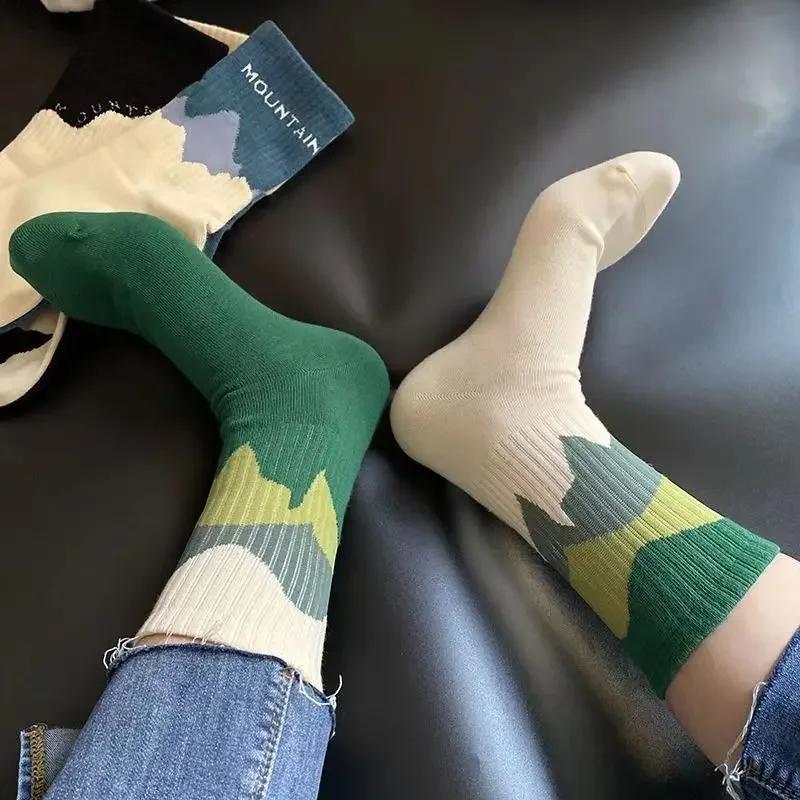 INS Fashion Socks Hip Hop Skateboard Striped Mid Tube Socks Solid Color Breathable Cotton Sock Women Cute Socks