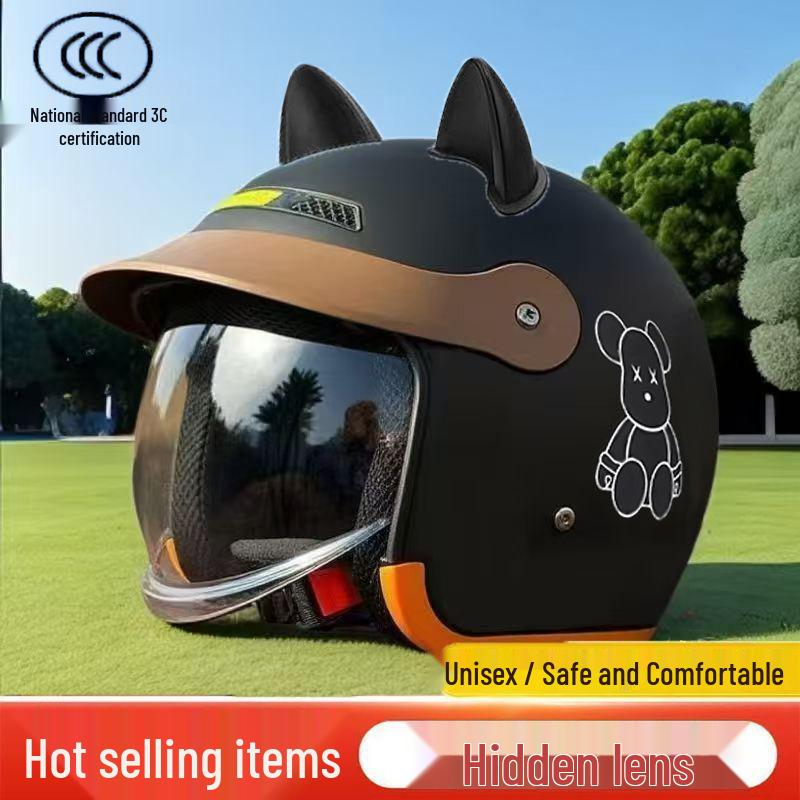 3C Certified Winter Electric Vehicle Safety Helmet: Unisex, Warm, Half-Helmet