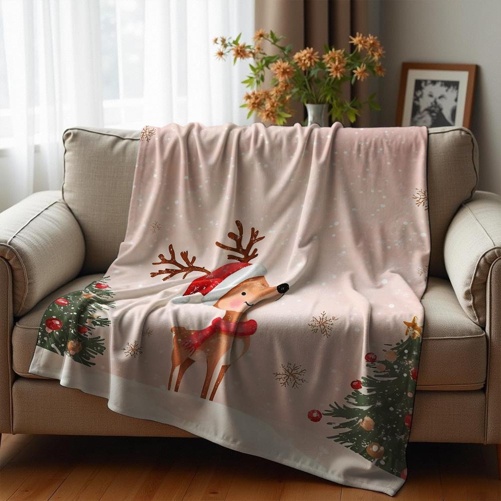 Soft Pink Delicate Small Floral Anime Cartoon Flannel Blanket Soft Warm Throw for Bedroom Sofa Car Kids Holiday Gift