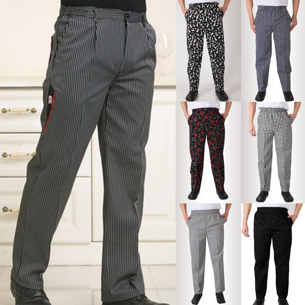 Hotel Uniform Pants, Kitchen Striped Chef Pants, Restaurant Waiter Elastic Pants
