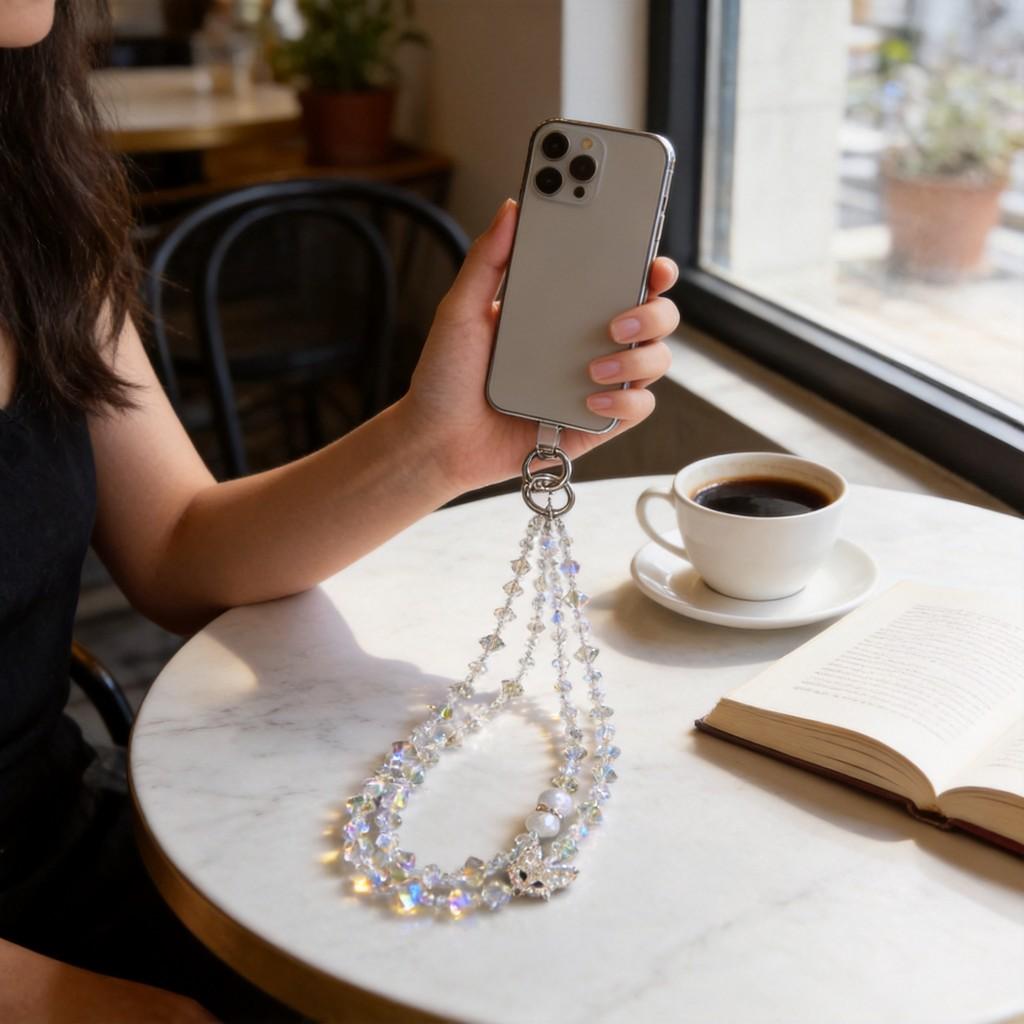 Water Diamond Fox Phone Necklace With Pvc Chain For Fashionable Case Decoration