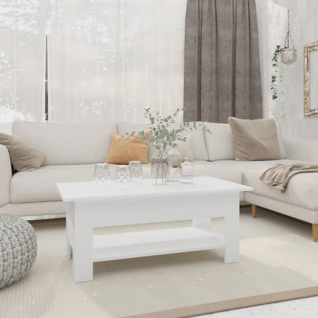 Vidaxl Coffee Table, White, 102X55X42 Cm, Wood-Based Material