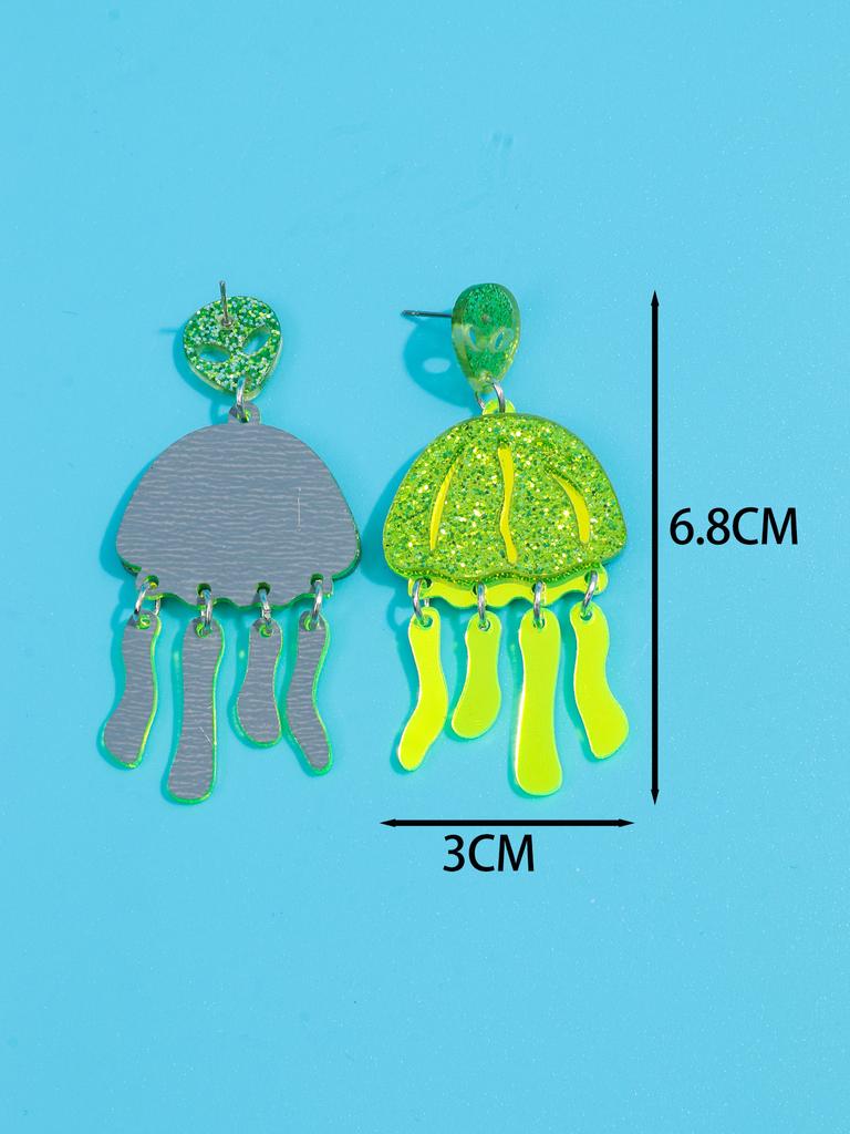 Fashion Candy Color Jellyfish Acrylic Drop Earrings Funny Glitter Animals Resin Dangle Earrings Fashion Accessories Jewelry