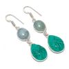 Emerald(Simulated), Aquamarine 925 Sterling Silver Jewelry Earring 2.25" AEE-11226