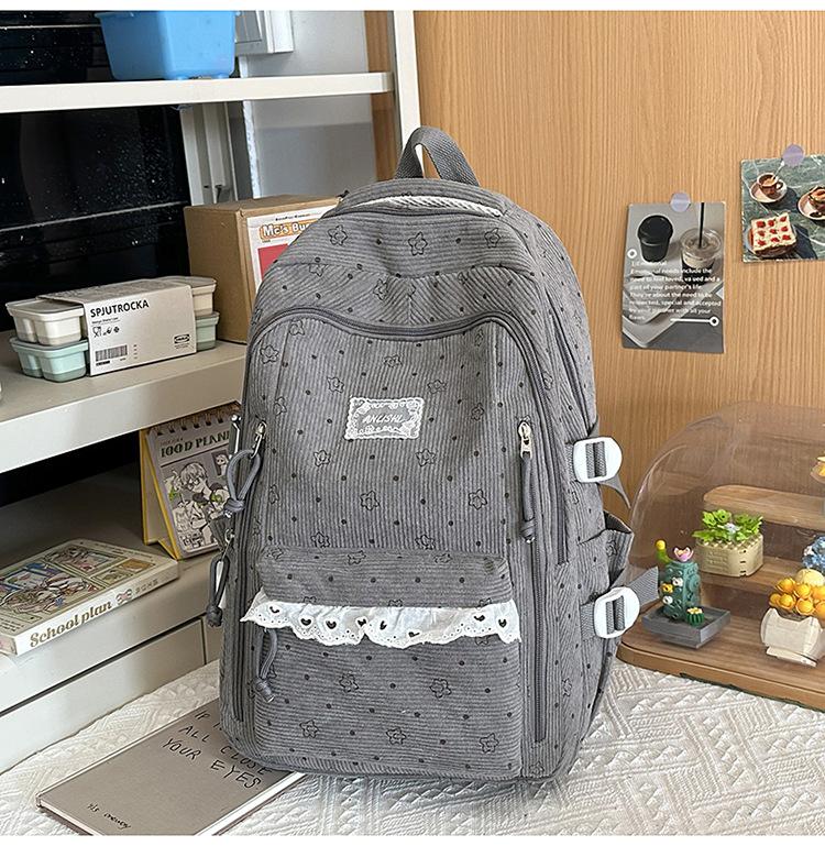 Schoolbag New Backpack Female Korean Version Ins Literary Small Fresh Wind Junior High School Student Backpack Large Capacity Casual Backpack