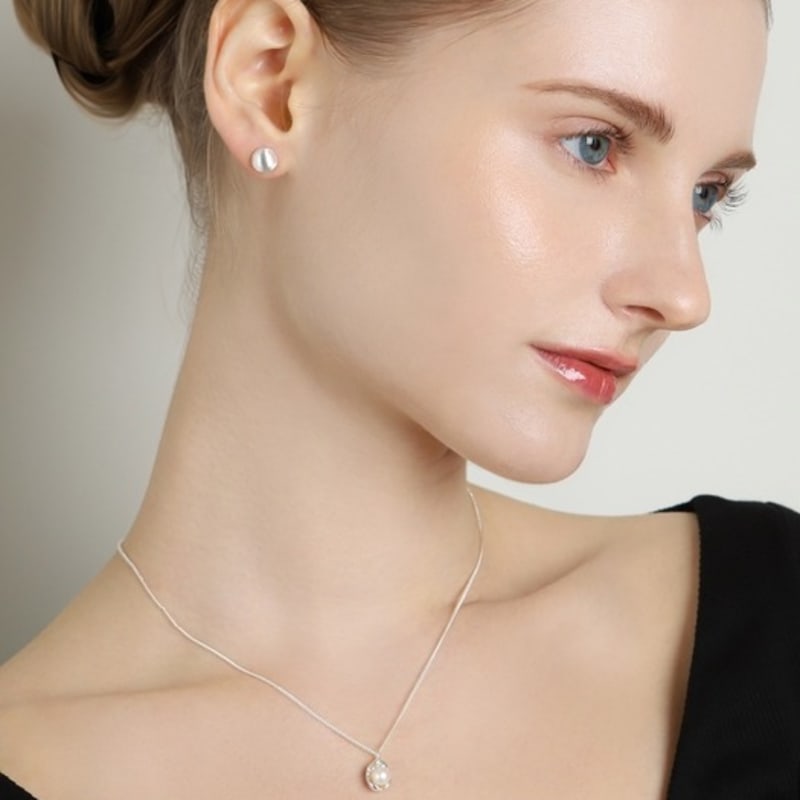 ozel Silver925 Fresh Water Pearl Shell Pendant Necklace PS166N