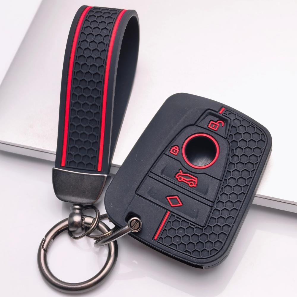 Key Fob Cover for BMW i3 i8 with Keychain Anti-Scratch Shockproof Protective Shell Holder Shockproof Structure Soft Grip Texture Easy Install Design чёрный