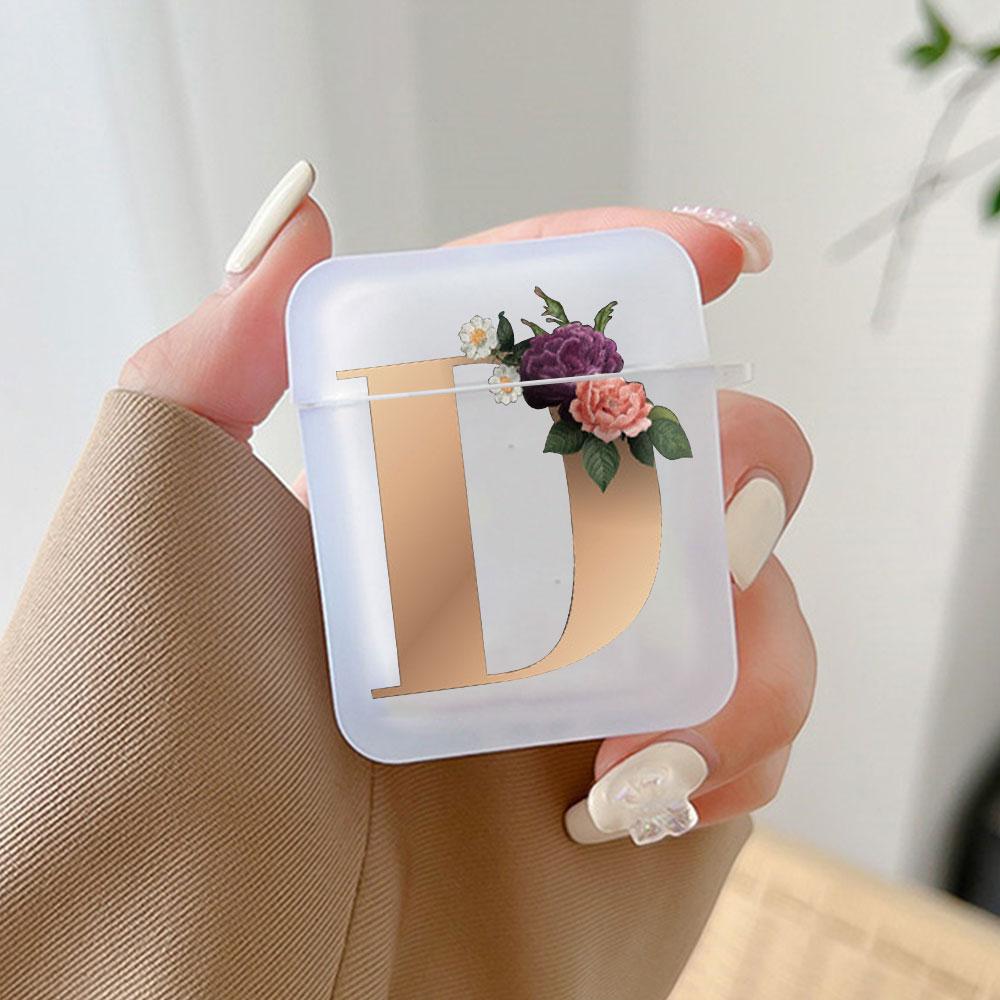 Cute Gold 26 Letters A Z Earphone Case for Airpods 4th 3rd Pro 3 2 Shockproof Cover for Airpod 2 3 1 Protective Accessorie Shell